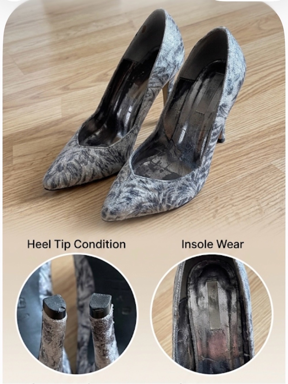 Silver Velvet Pointed Toe Pumps - Women's